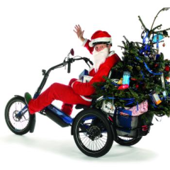 Bei Schnee und Eis mit viel Gepäck oder Anhang unterwegs: Wohl dem, der ein kippsicheres und komfortables Sesselrad wie das Delta tx von HP Velotechnik hat. Da machen Wintersport, Einkaufstour oder Geschenkauslieferung noch mal so viel Spaß - (c) HP Velotechnik